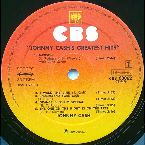 Johnny Cash - Greatest Hits Volume 1