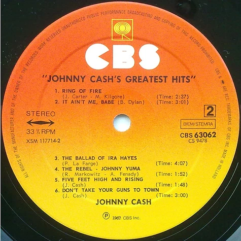 Johnny Cash - Greatest Hits Volume 1