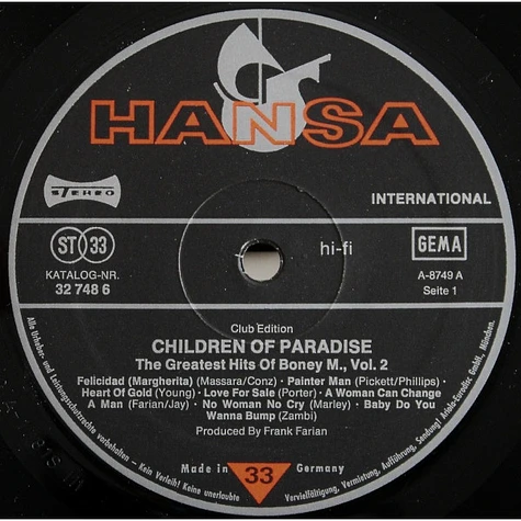 Boney M. - Children Of Paradise - The Greatest Hits Of - Volume 2