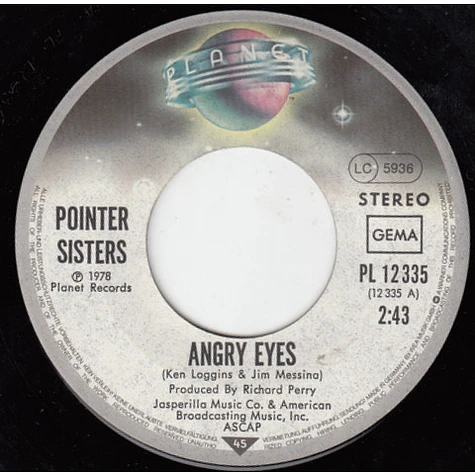 Pointer Sisters - Angry Eyes / Fire