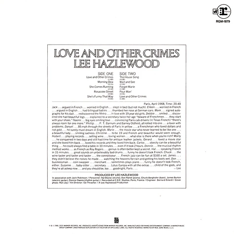 Lee Hazlewood - Love And Other Crimes