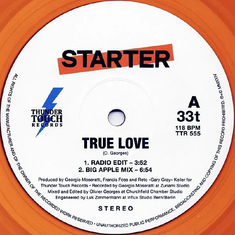 Starter - True Love / Vision On My Mind EP Orange Vinyl Edition