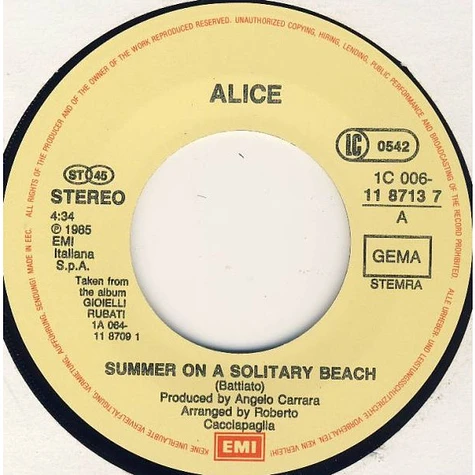 Alice - Summer On A Solitary Beach / Mal D'Africa