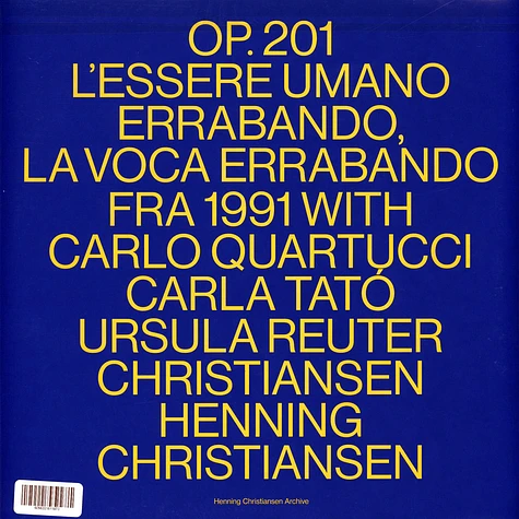 Henning Christiansen - Op.201 L´Essere Umano Errabando, La Voca Errabando