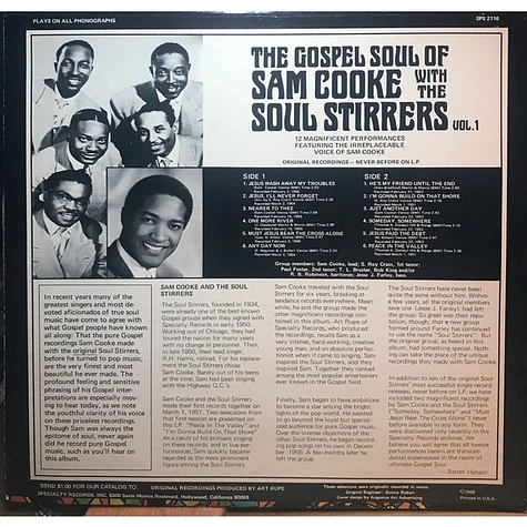 Sam Cooke With The Soul Stirrers - The Gospel Soul Of Sam Cooke With The Soul Stirrers Vol. 1