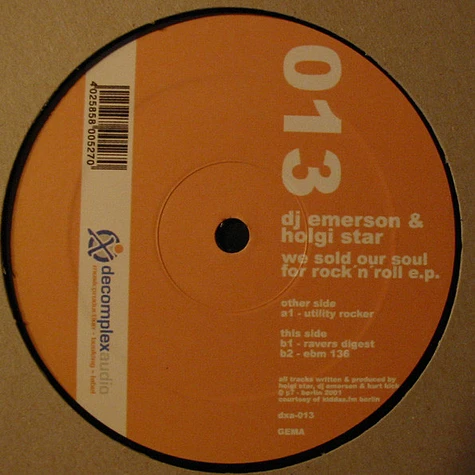 DJ Emerson & Holgi Star - We Sold Our Soul For Rock'n'Roll E.P.