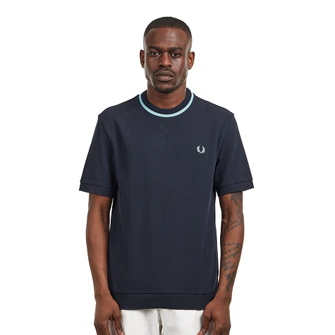 【FRED PERRY】 L/S Crew neck Pique T-Shirt ★ Navy Tipped Pique T-Shirt - Navy | Men's T-Shirts | Designer T