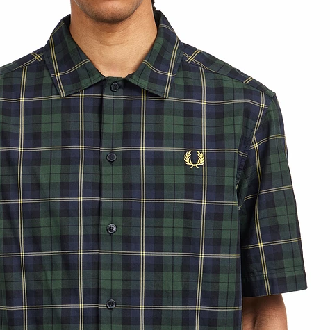 FRED PERRY TARTAN SHIRT ネイビー 半袖 Tartan Twill Short Sleeve Shirt - Navy | Men's Shirts