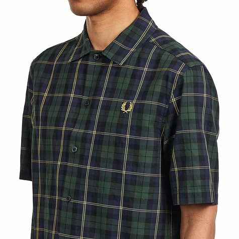 FRED PERRY TARTAN SHIRT ネイビー 半袖 Fred Perry - Tartan Twill Short Sleeve Shirt (Navy) | HHV