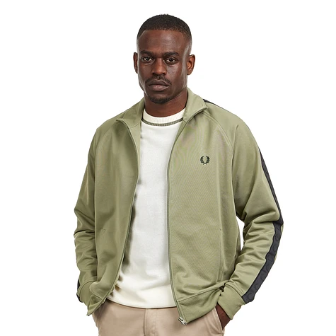 FRED PERRY☆Contrast Tape Track JacketOLIVE MINT ANCHOR GREY Fred Perry - Contrast Tape Track Jacket (Olive Mint / Anchor