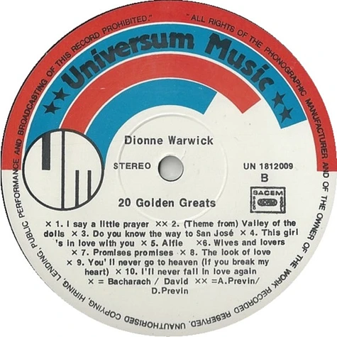 Dionne Warwick - 20 Golden Greats