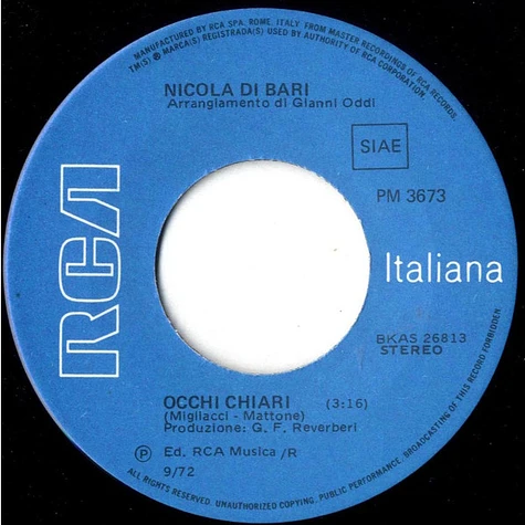 Nicola Di Bari - Occhi Chiari / Un Minuto... Una Vita