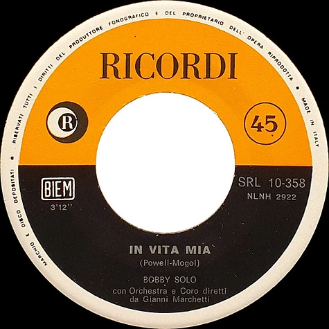 Bobby Solo - Cristina / In Vita Mia