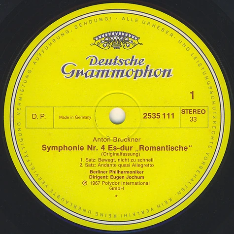 Anton Bruckner, Berliner Philharmoniker, Eugen Jochum - Symphonie Nr. 4 »Romantische«