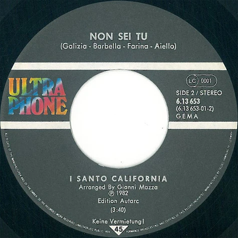 I Santo California - Questa Melodia