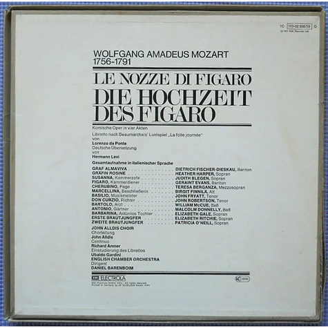 Wolfgang Amadeus Mozart - English Chamber Orchestra, Daniel Barenboim, Teresa Berganza, Judith Blegen, Heather Harper, Geraint Evans, Dietrich Fischer-Dieskau - Die Hochzeit Des Figaro