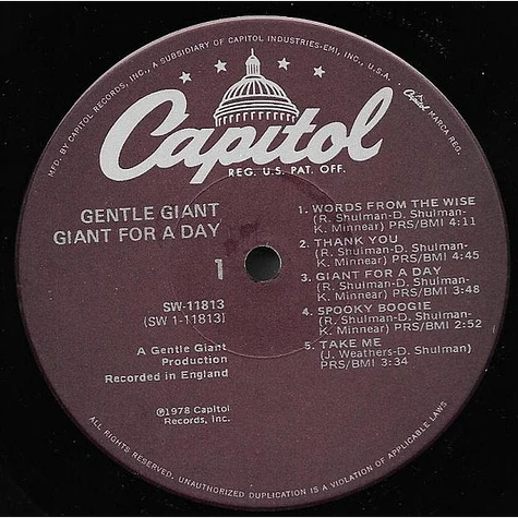 Gentle Giant - Giant For A Day