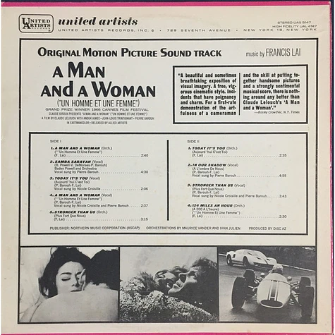 Francis Lai - A Man And A Woman (Original Motion Picture Soundtrack)