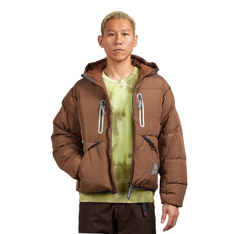 Gramicci x and wander - Gramicci Wool Check Down Jacket (Orange) | HHV