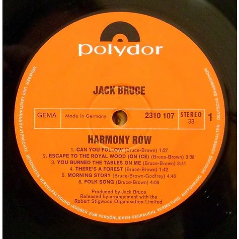 Jack Bruce - Harmony Row