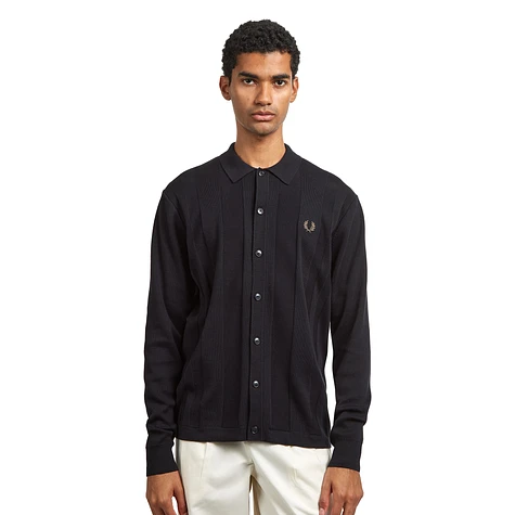 Fred Perry - Button Through Knitted Shirt (Black) | HHV