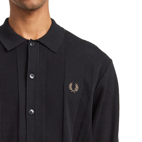 Fred Perry - Button Through Knitted Shirt (Black) | HHV
