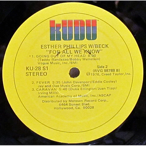 Esther Phillips With Joe Beck - For All We Know