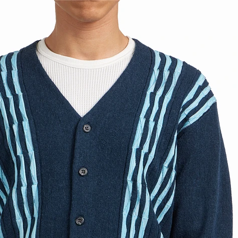Beams Plus - Cardigan Born Stripe 14G