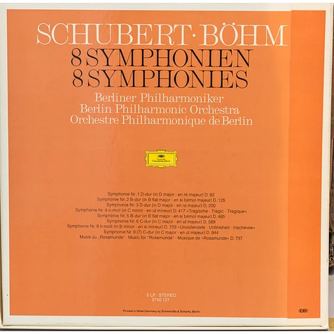 Franz Schubert – Berliner Philharmoniker ∙ Karl Böhm - 8 Symphonien ∙ Musik Zu Rosamunde