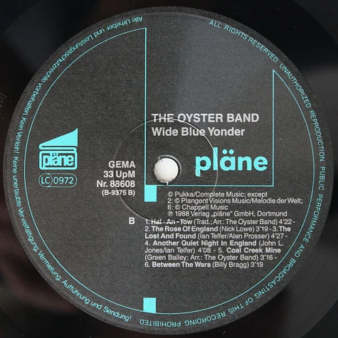 Oysterband - Wide Blue Yonder