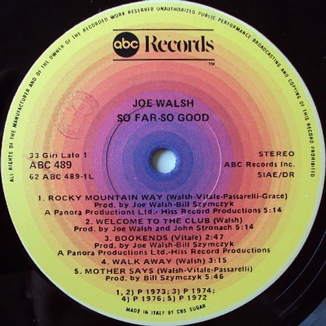 Joe Walsh - So Far So Good