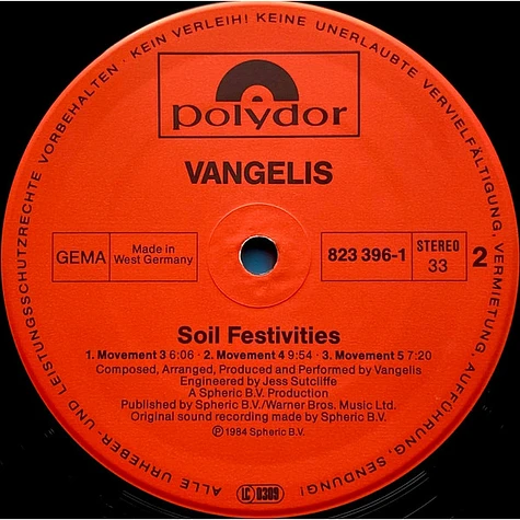 Vangelis - Soil Festivities