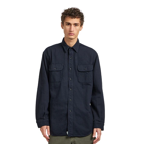 orSlow - Organic Cotton Relax Fit Flannel Shirt (Navy) | HHV