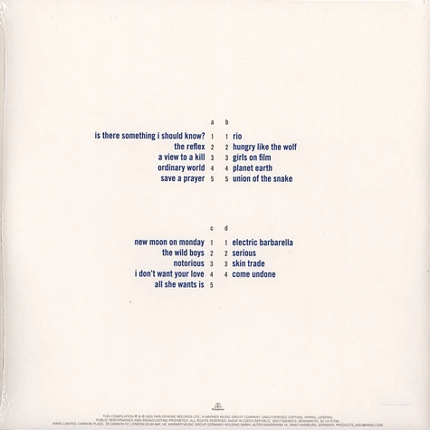 Duran Duran - Greatest White Vinyl Edition