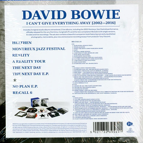 David Bowie - I Can't Give Everything Away (2002-2016) - Box