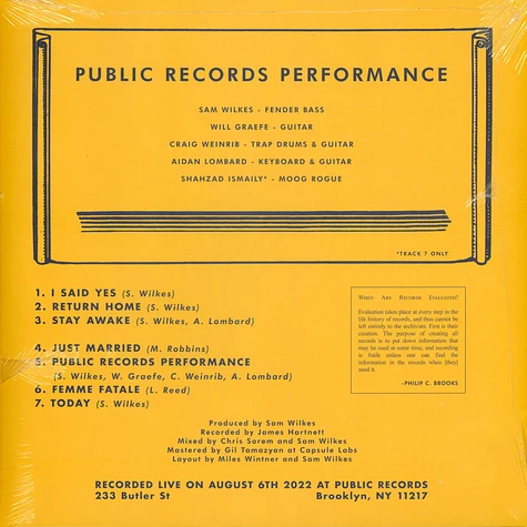 Sam Wilkes - Public Records Performance - Vinyl LP - 2025 - US