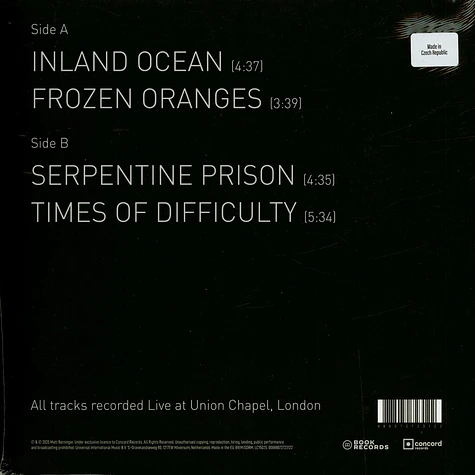 Matt Berninger - Get Sunk At Union Chapel Black Friday Record Store Day 2025 Neon Purple Vinyl Edition