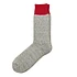 Double Face Crew Socks "Silk & Cotton" (Red / Light Gray)