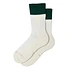 Organic Cotton Double Layer Crew Socks (Green / Offwhite)
