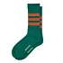 Fine Pile Striped Crew Socks (Green / Dark Orange)