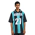 Reverse Soccer Tee (Striped Navy / Aqua Blue)