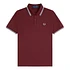 Twin Tipped Fred Perry Shirt (Made in England) (Maroon / White / Ice)