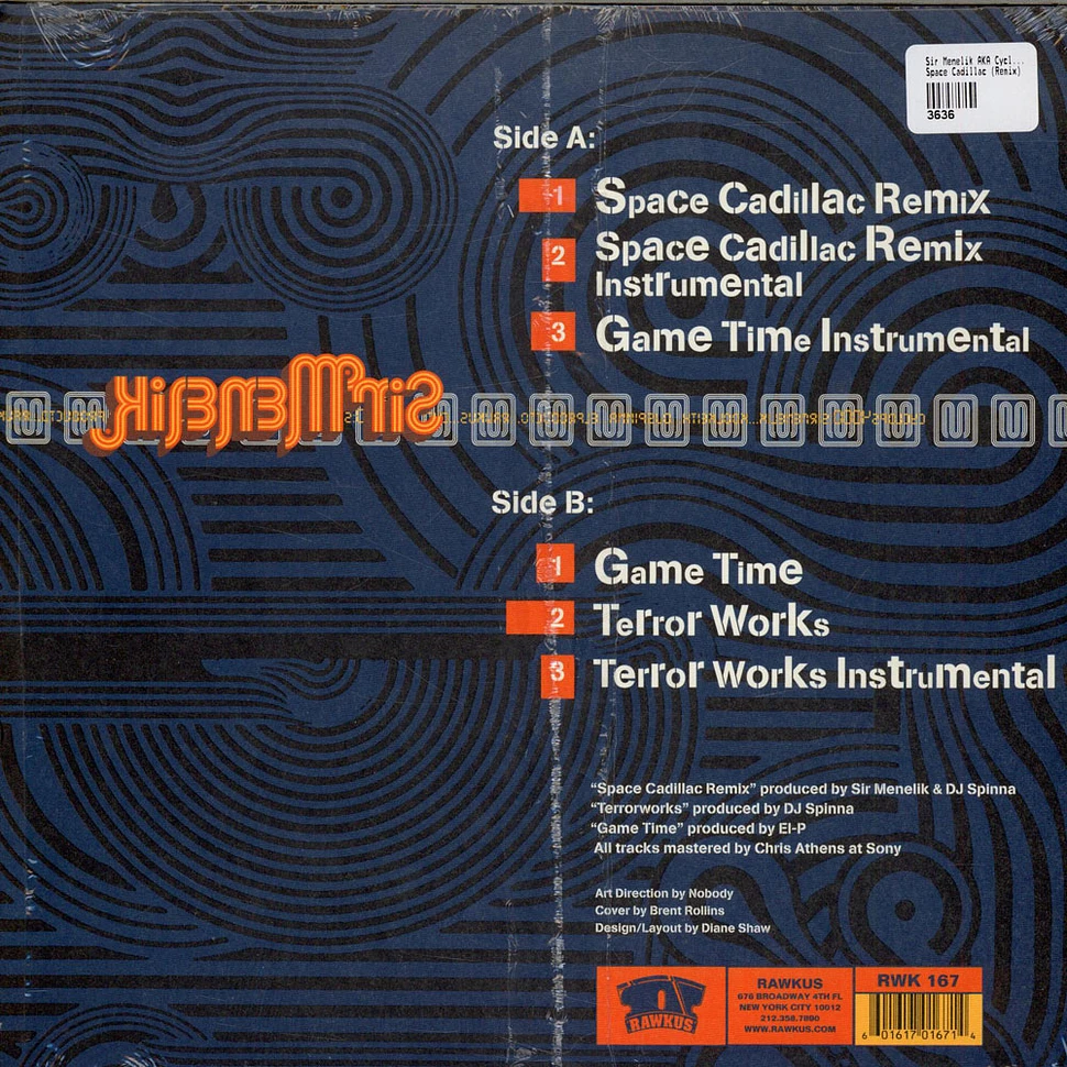 Sir Menelik AKA Cyclops 4000 - Space Cadillac Remix b/w Terror Works / Game Time