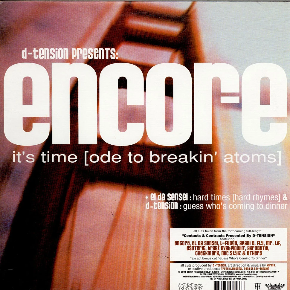 D-Tension Presents Encore / El Da Sensei - It's Time / Hard Times