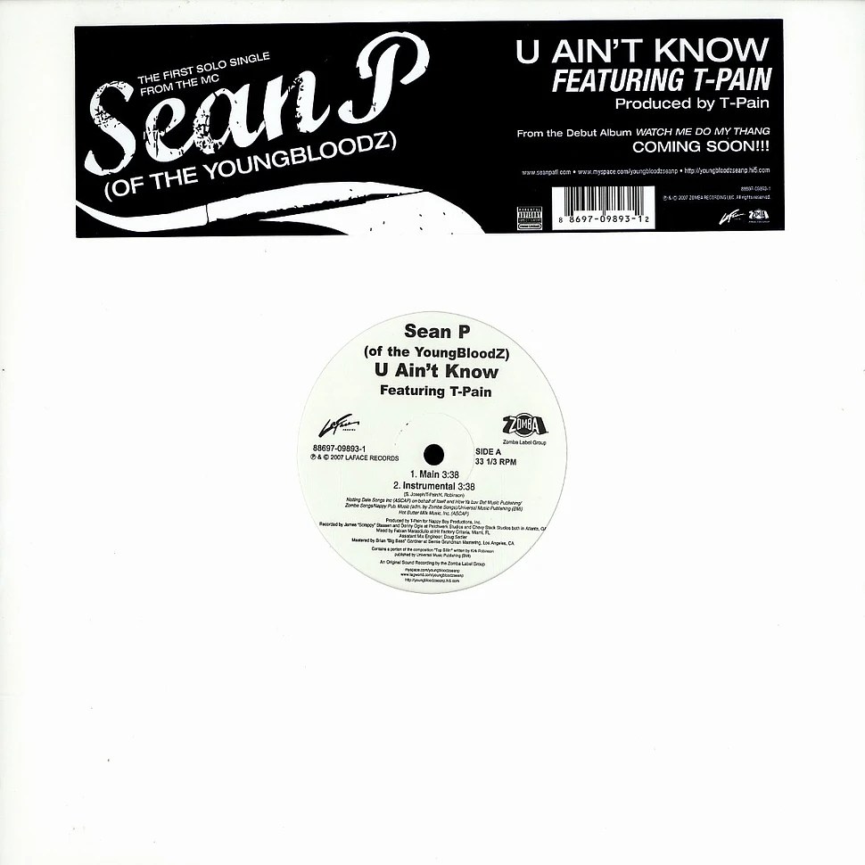 Sean P of The Youngbloodz - U ain't know feat. T-Pain