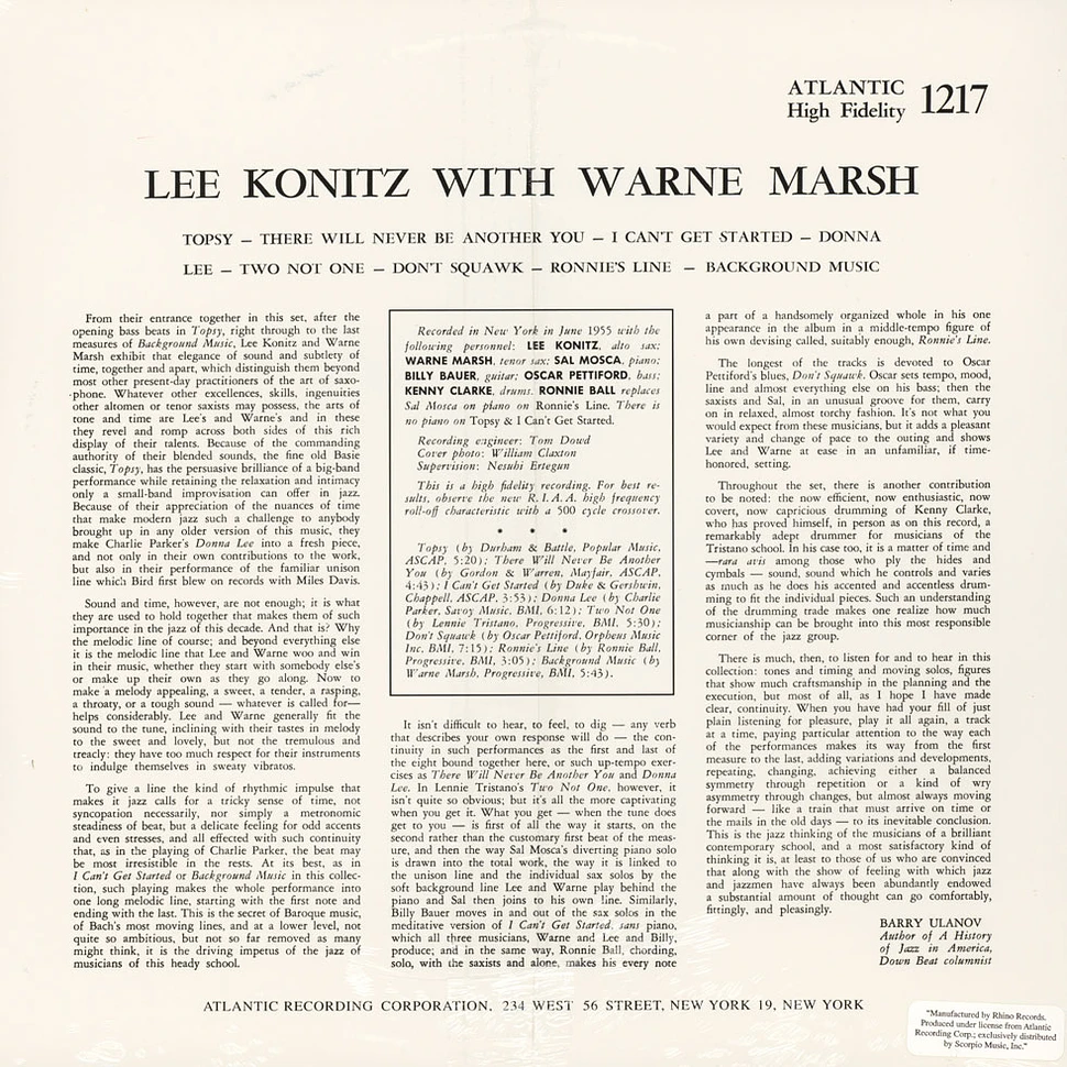 Lee Konitz - With Wayne Marsh