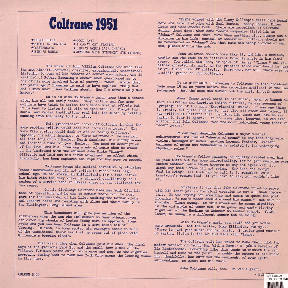 John Coltrane - Trane's First Ride 1951