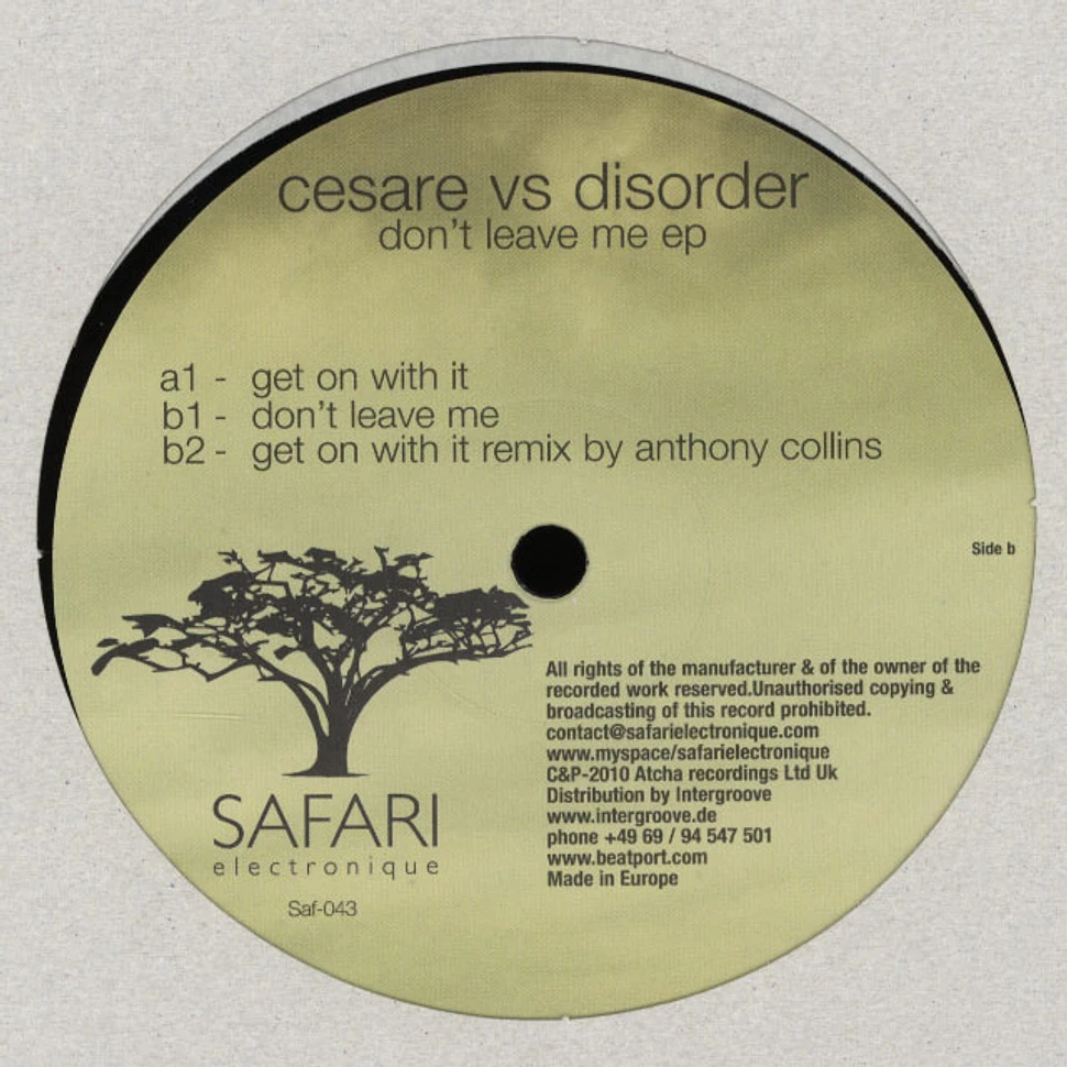 Cesare vs. Disorder - Don't Leave Me EP