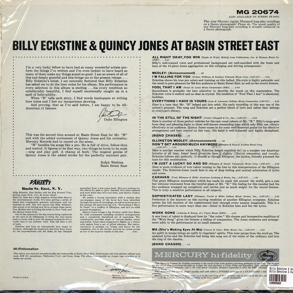 Billy Eckstine & Quincy Jones - Billy Eckstine & Quincy Jones At Basin Street East