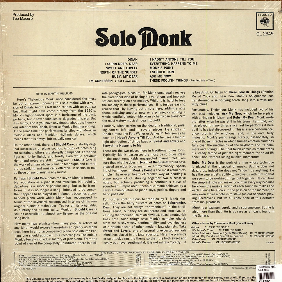 Thelonious Monk - Solo Monk